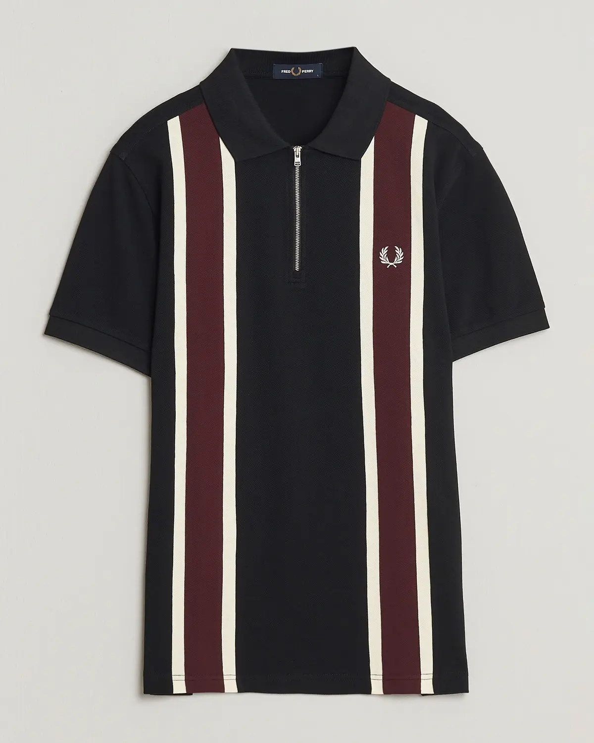 Fred Perry Tramline Half Zip Polo Black