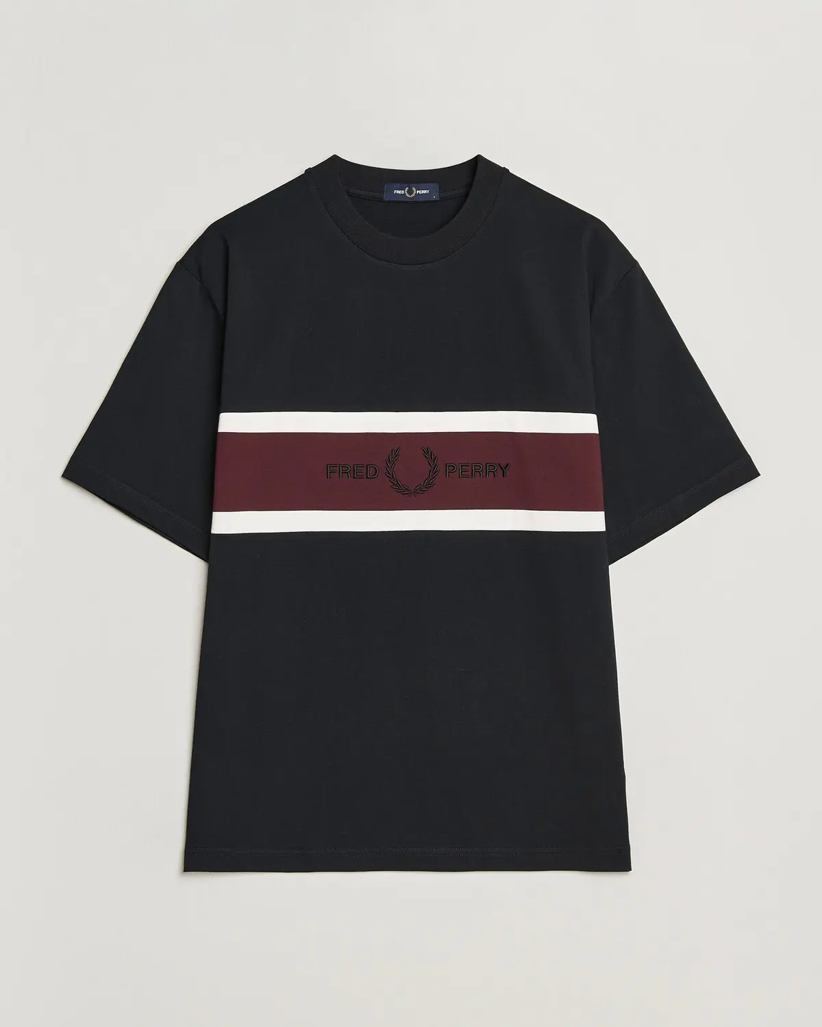 Fred Perry Embroidered Paneled T-Shirt Black