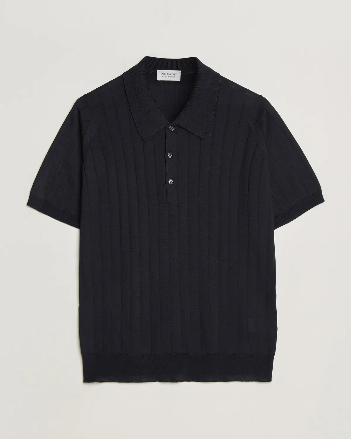 John Smedley Williams Merino/Cotton Knitted Polo Navy