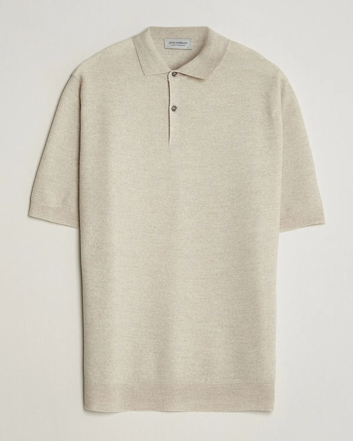 John Smedley 14 Singular Knitted Textured Polo Grey Fleece