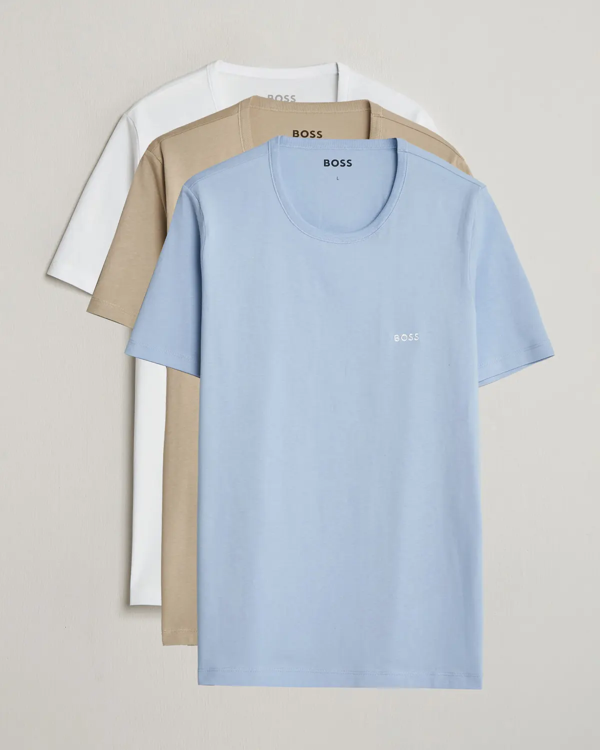 BOSS BLACK 3-Pack Crew Neck T-Shirt White/Blue/Beige