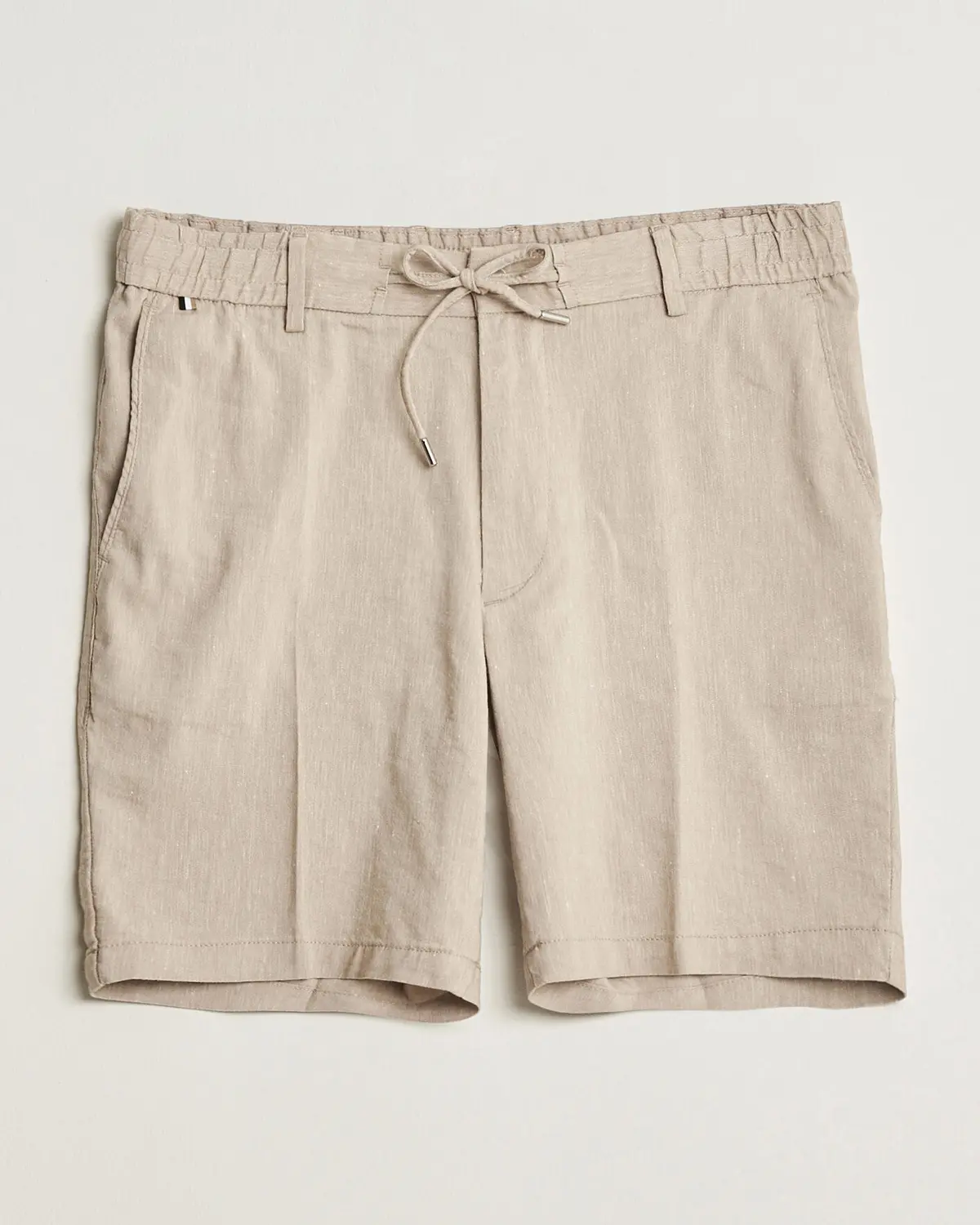 BOSS BLACK Kane Linen Drawstring Shorts Open Beige