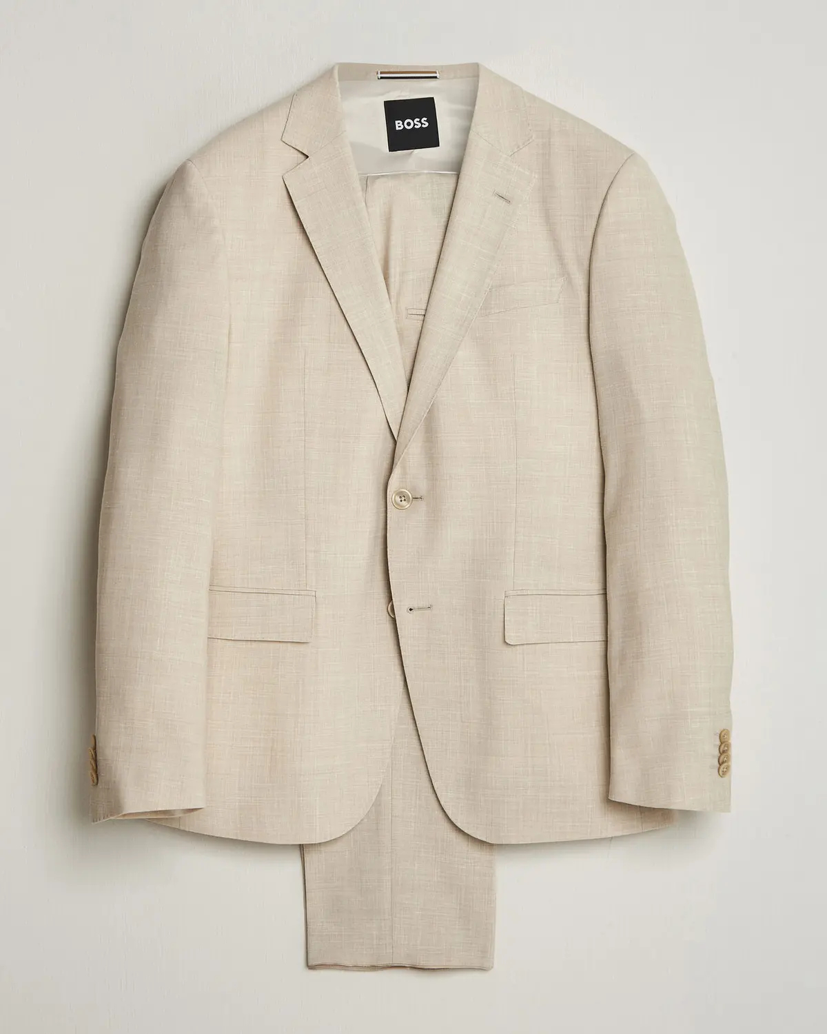 BOSS BLACK Huge Wool/Linen Suit Open Beige