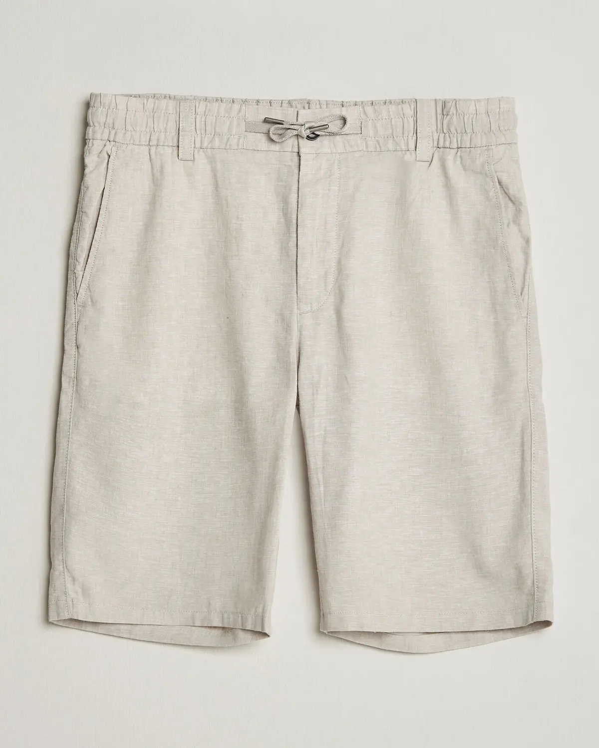 BOSS ORANGE Tapered Linen Drawstring Shorts Open Grey