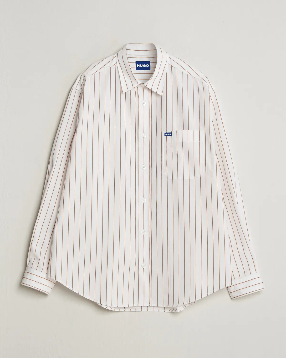 HUGO Ebalto Striped Cotton Shirt Light Orange