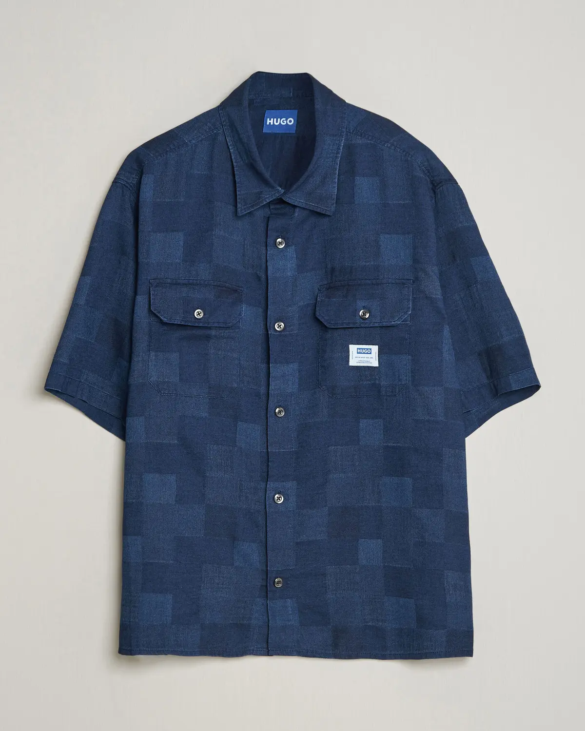 HUGO Ekyno Workwear Short Sleeve Shirt Dark Blue