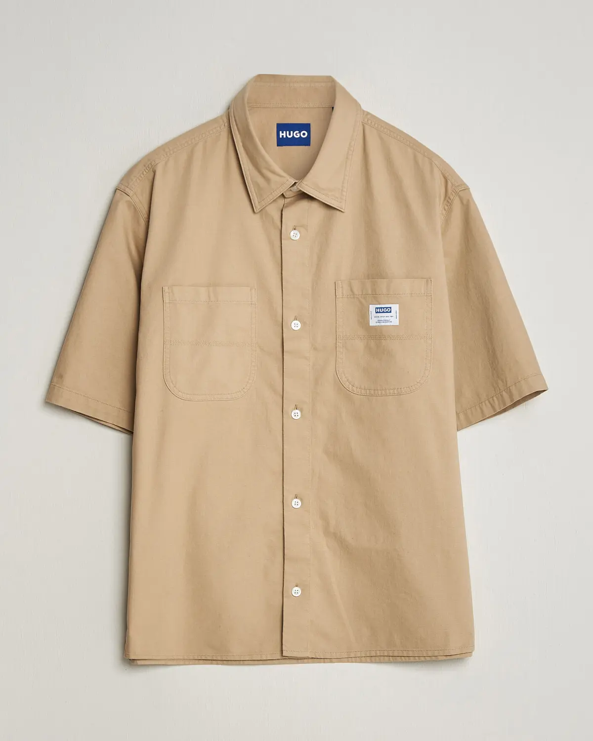 HUGO Ebwin Workwear Short Sleeve Shirt Medium Beige