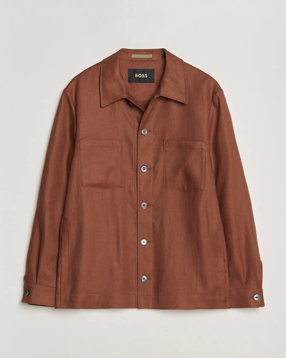 BOSS CAMEL Corvin Linen Overshirt Medium Brown