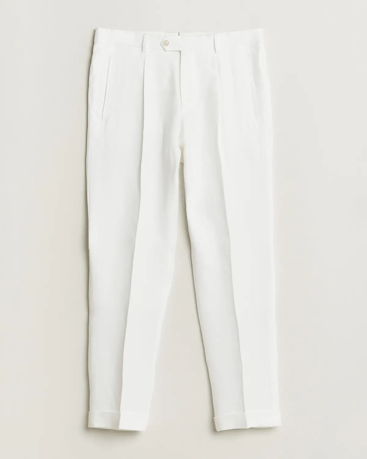 BOSS CAMEL Peet Linen Pleated Trousers White