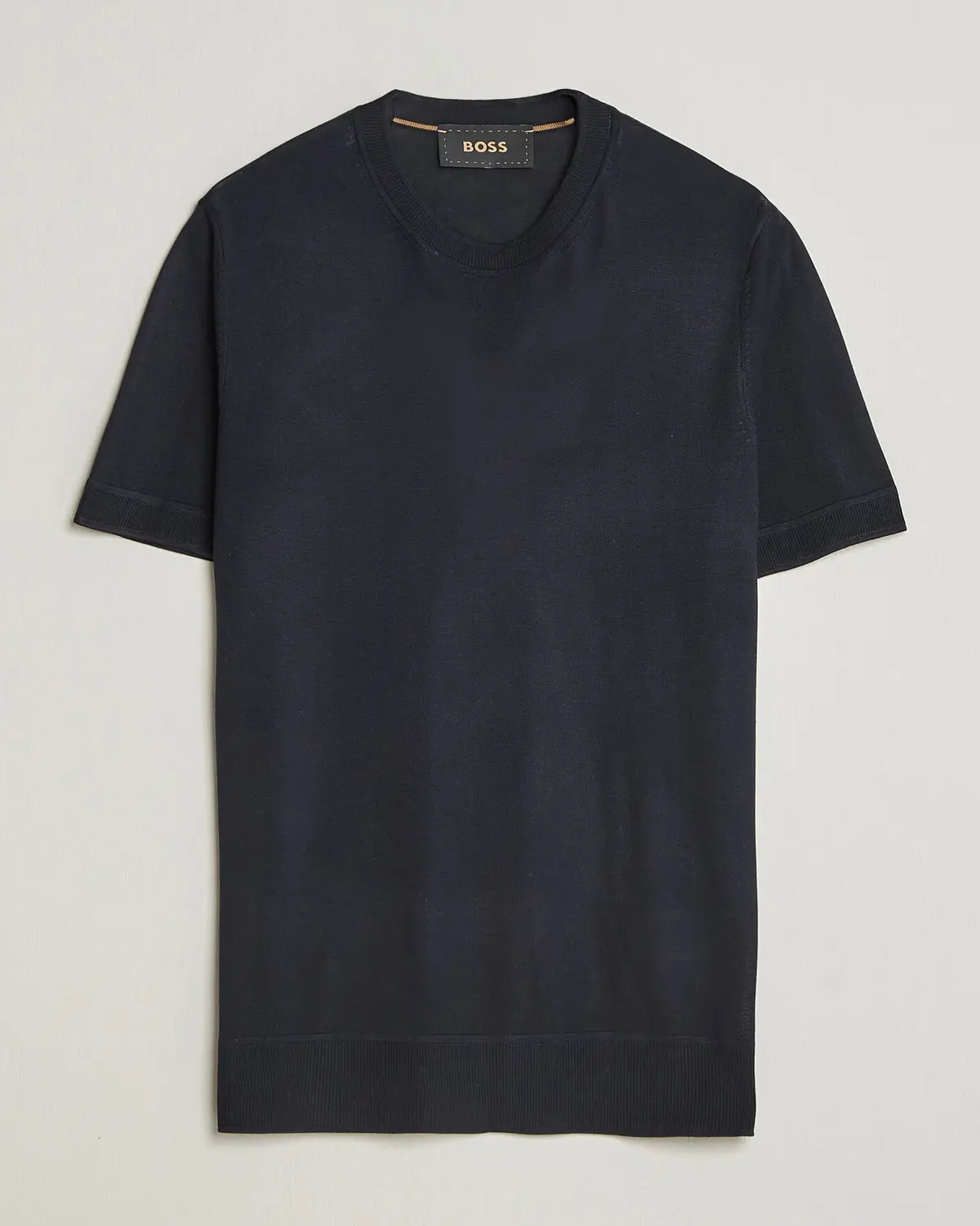 BOSS CAMEL Nottano Silk Knitted T-Shirt Dark Blue