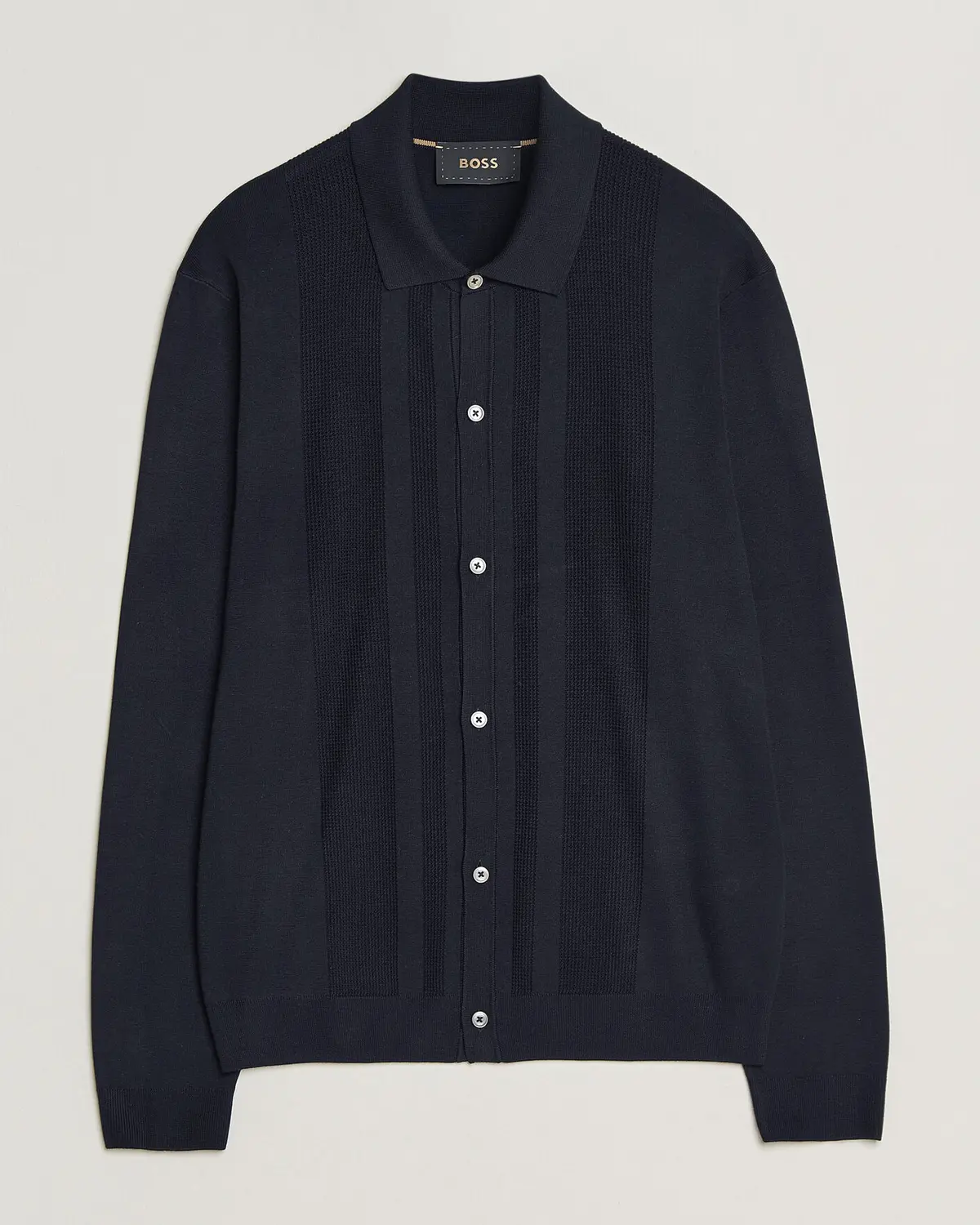 BOSS CAMEL Nicolo Silk Knitted Cardigan Dark Blue