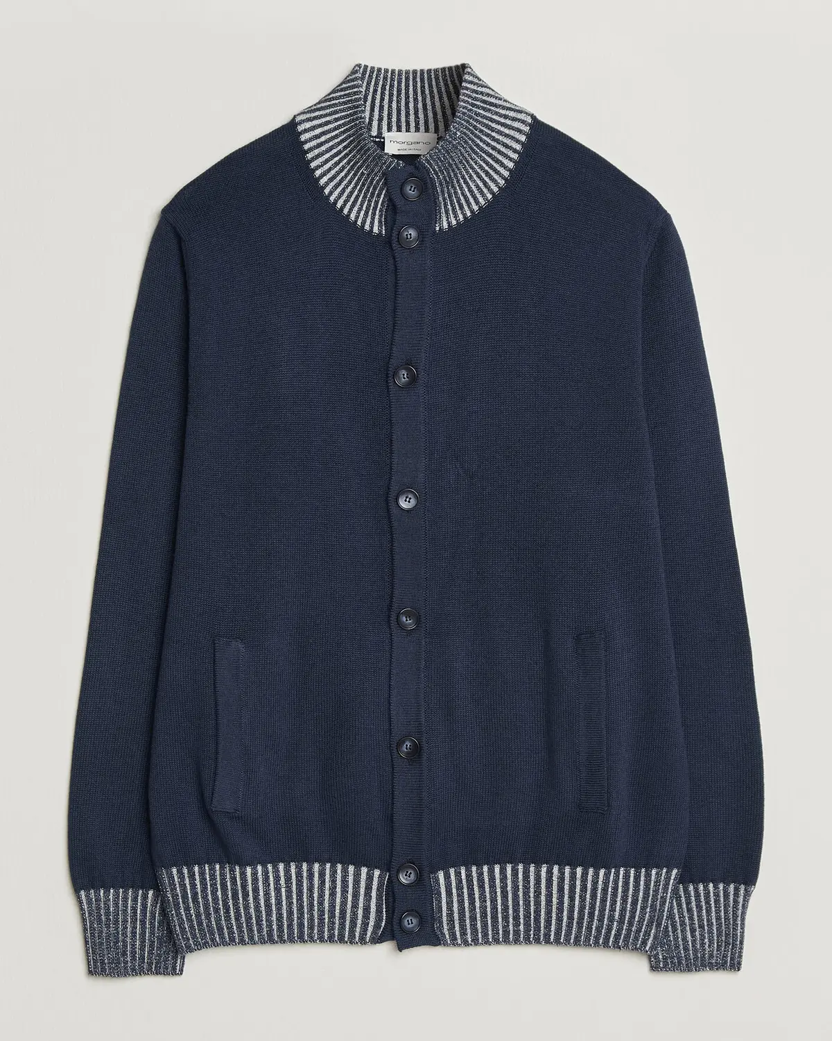 Morgano Cotton/Cashmere Knitted Cardigan Navy
