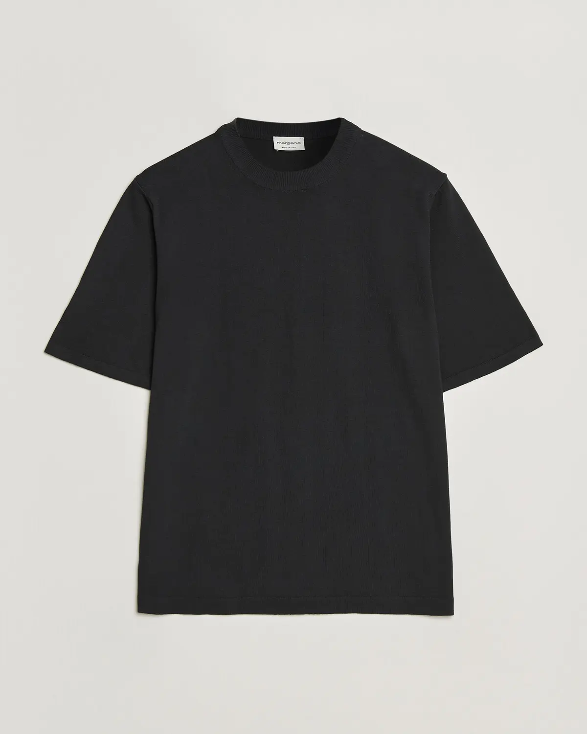 Morgano Knitted Cotton Crepe T-Shirt Black