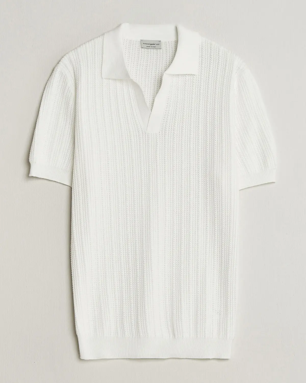 Morgano Structured Knitted Polo White