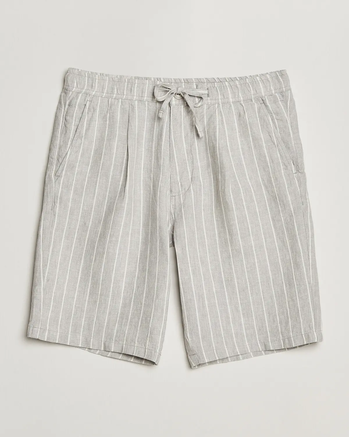 KnowledgeCotton Apparel Striped Loose Linen Shorts Grey