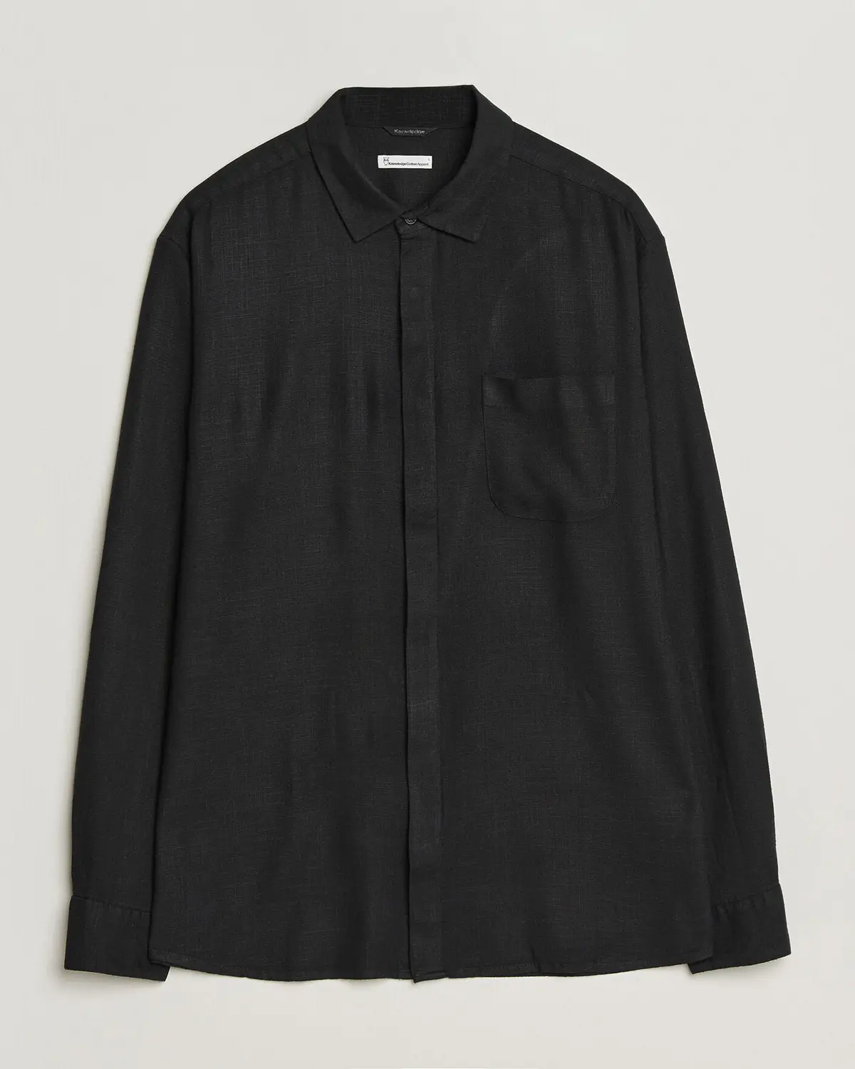 KnowledgeCotton Apparel Linen/Lycell Relaxed Long Sleeve Shirt Black