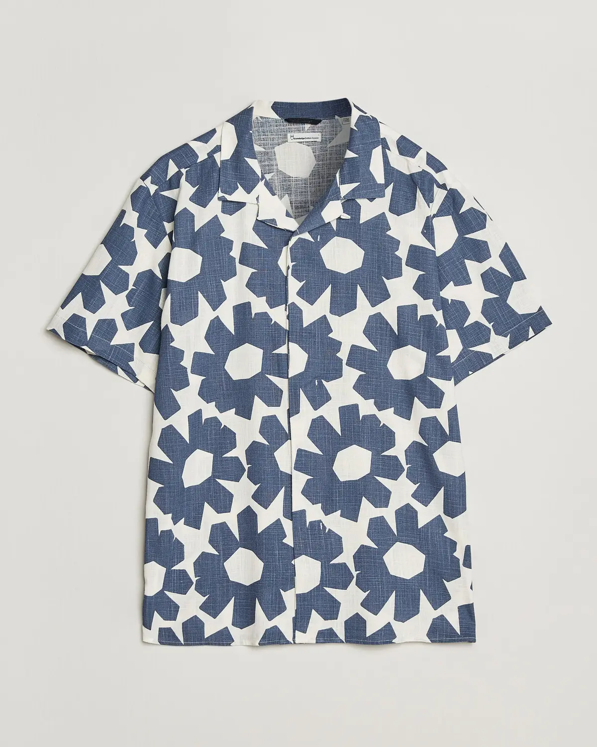 KnowledgeCotton Apparel Printed Linen Mix Shirt Blue