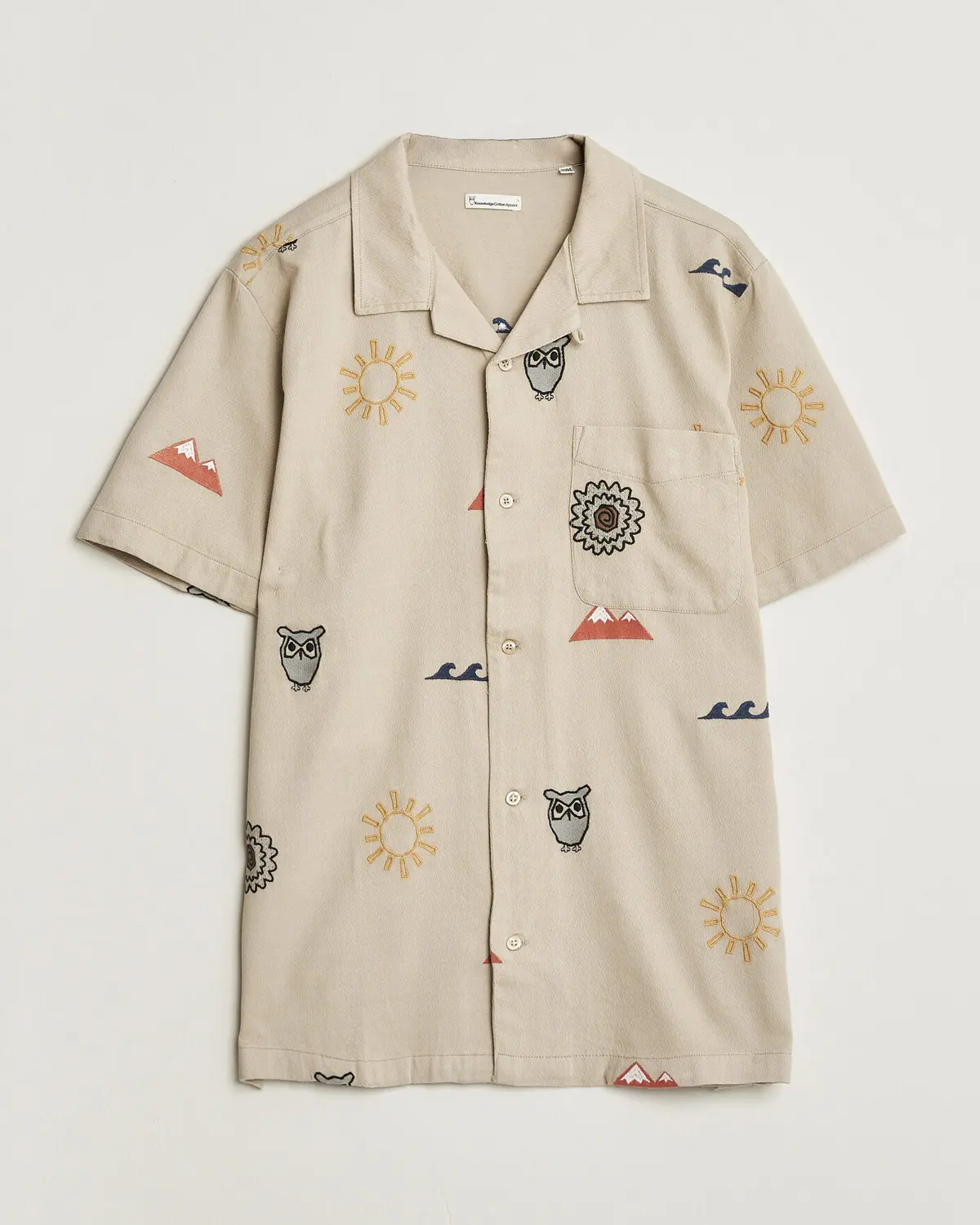KnowledgeCotton Apparel Relaxed Embroidery Shirt Light Feather Grey