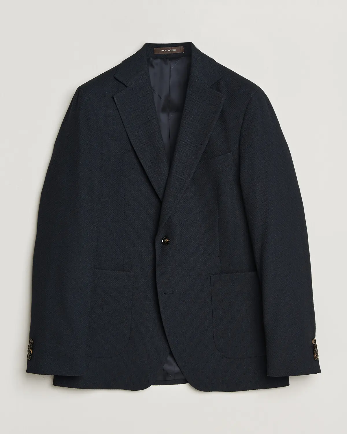 Oscar Jacobson Fogerty Patch Structure Cotton Blazer Navy