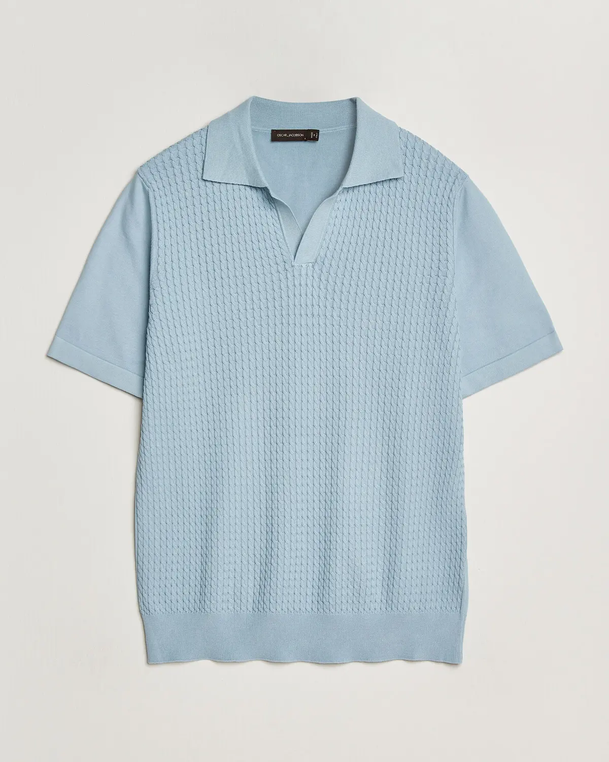 Oscar Jacobson Alf Structured Cotton Polo Light Blue