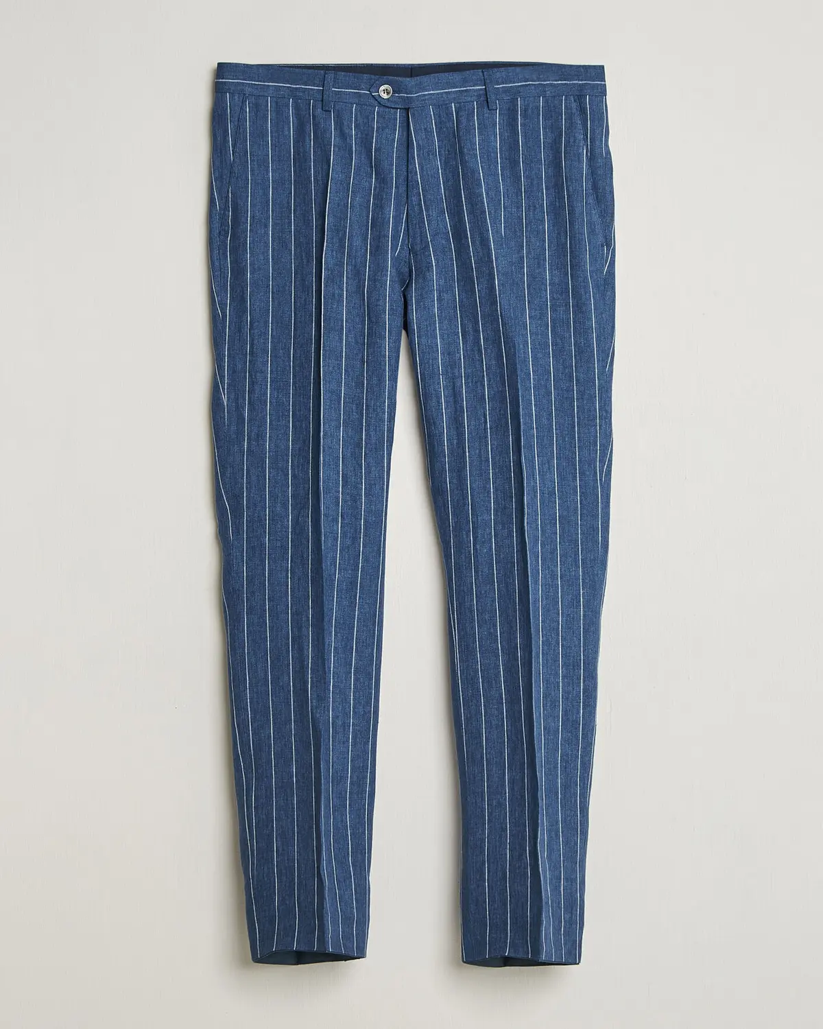 Oscar Jacobson Dandy Striped Linen Trousers Blue