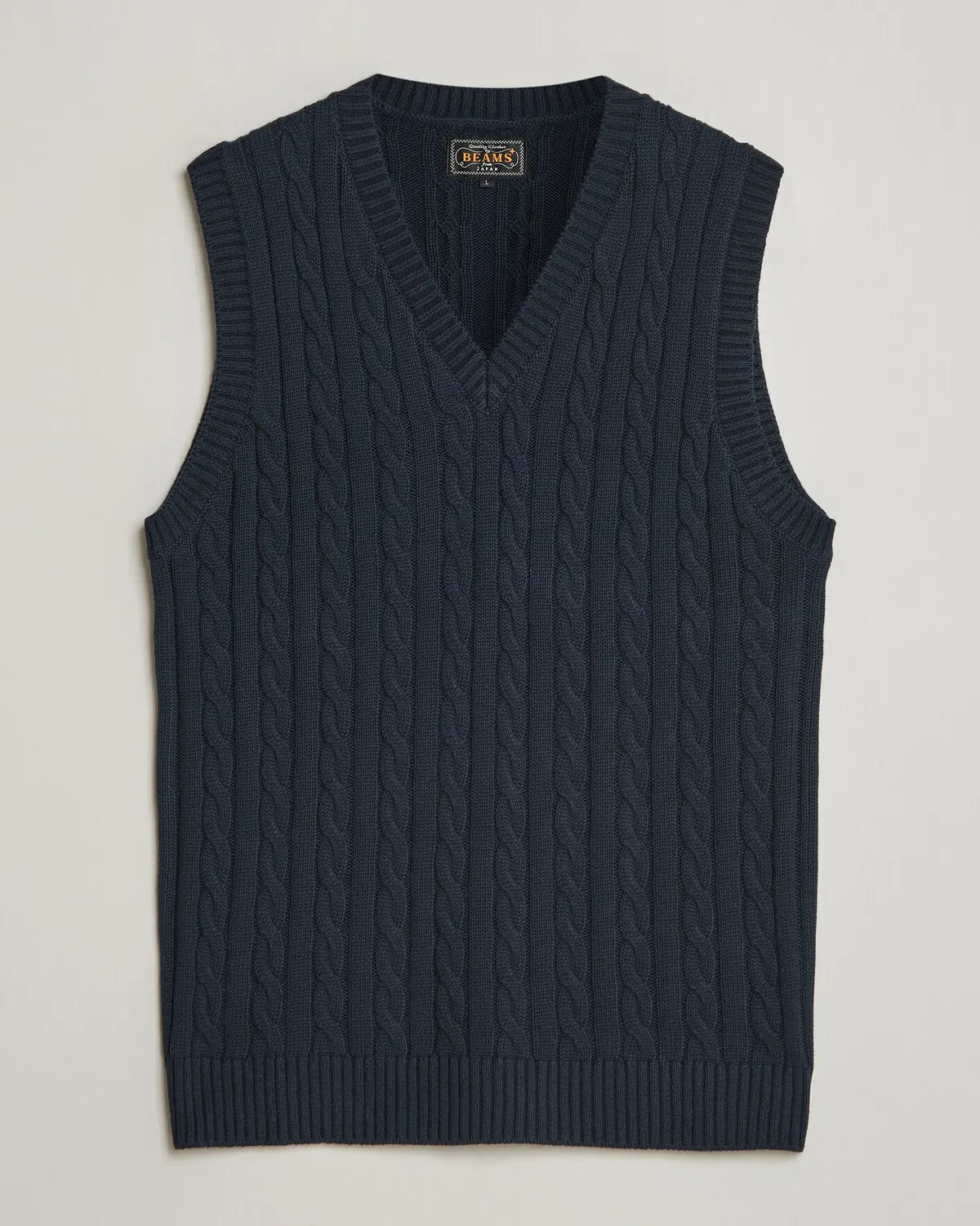 BEAMS PLUS Cable Knit Vest Navy