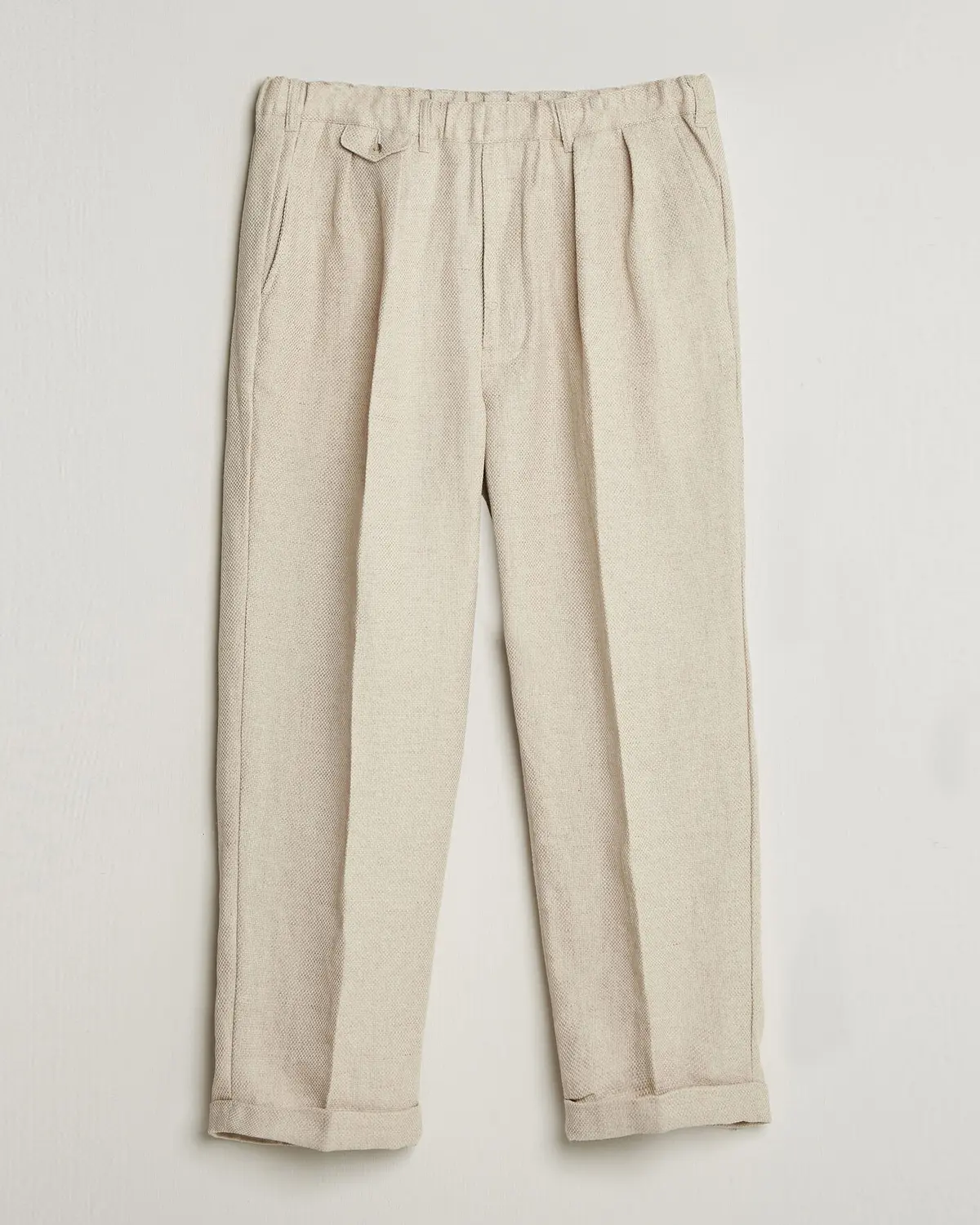 BEAMS PLUS Cotton/Linen Pleated Trousers Off White