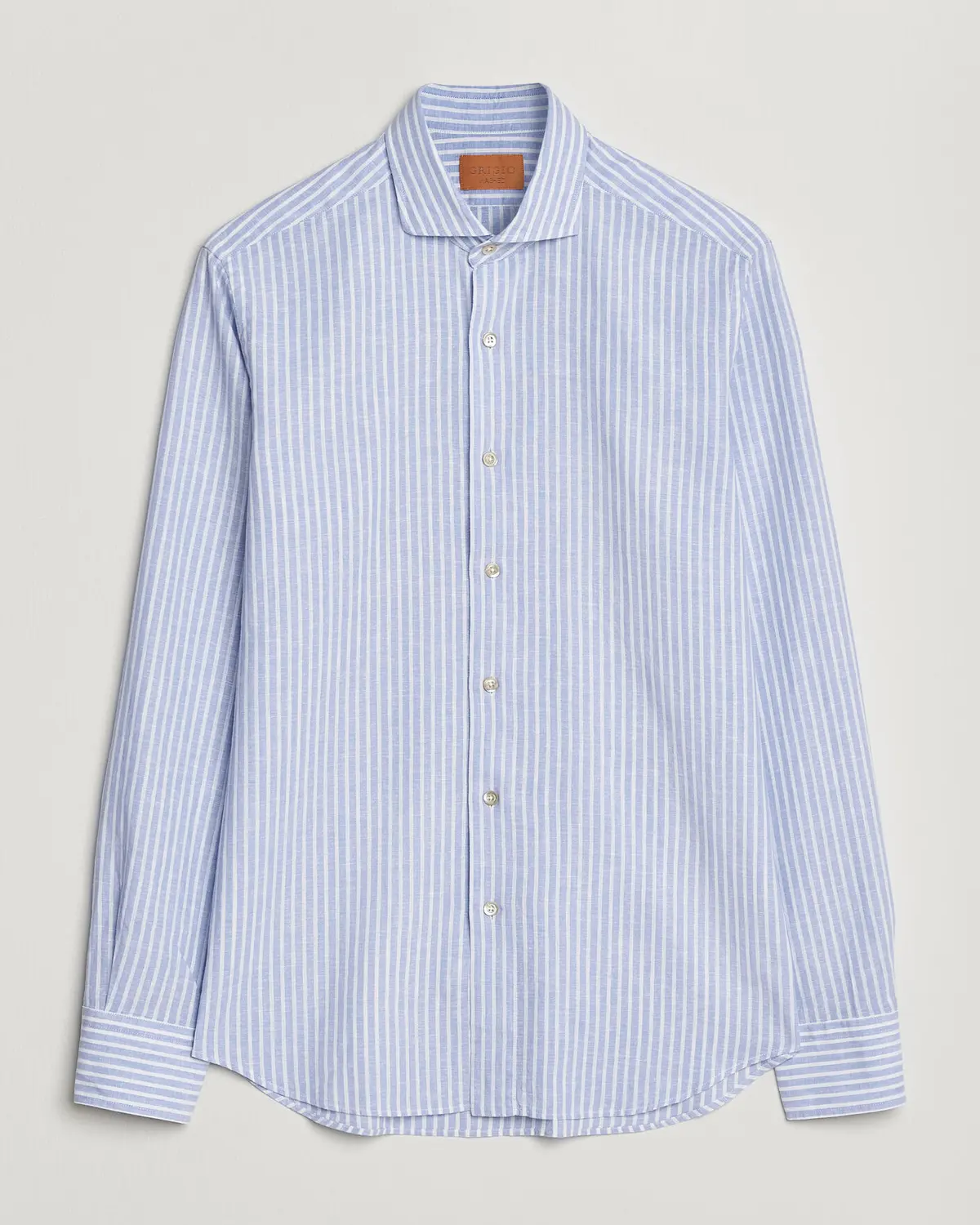 Grigio Washed Cotton/Linen Shirt Blue Stripe
