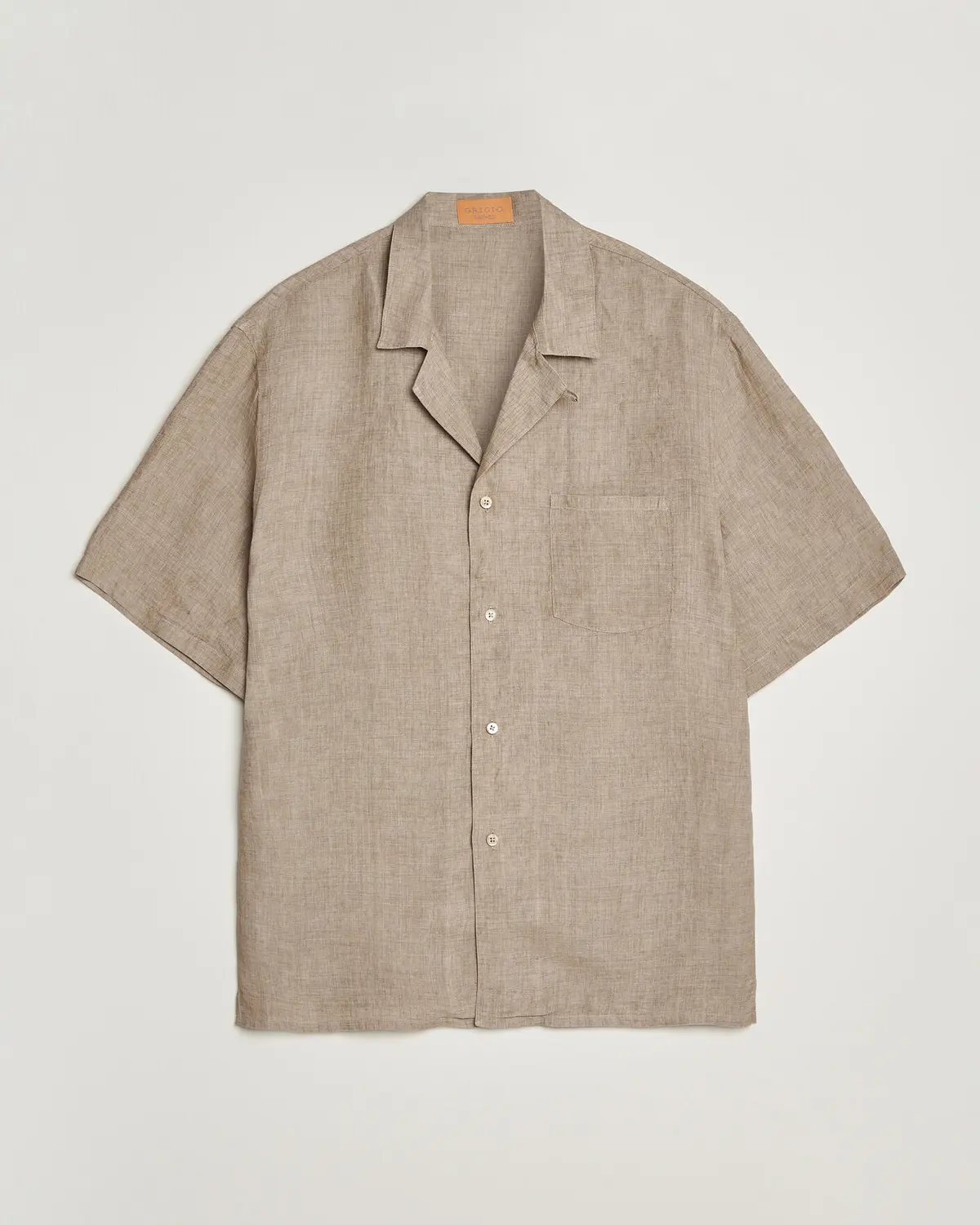 Grigio Linen Camp Collar Shirt Brown
