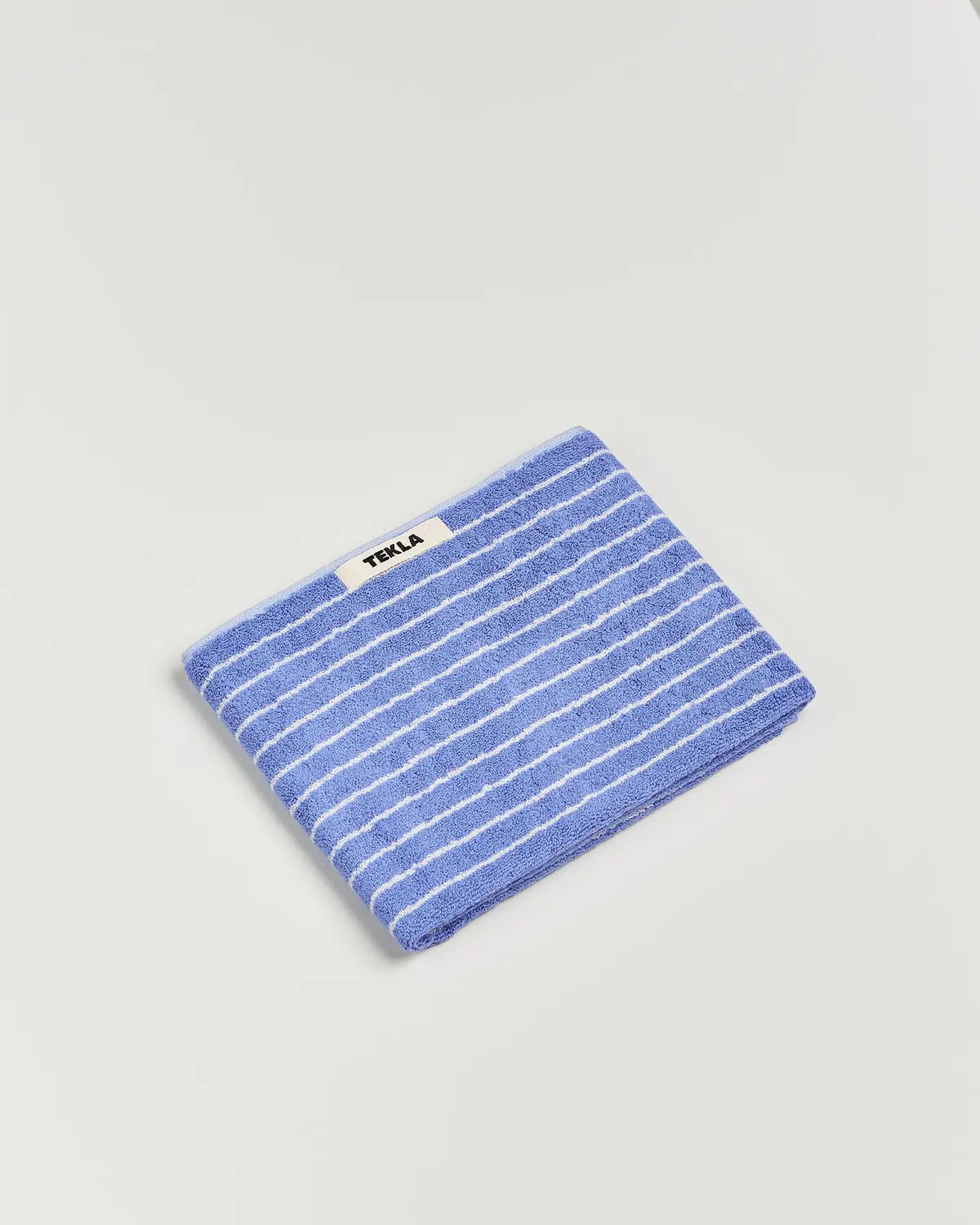 TeklaOrganic Terry Hand TowelClear Blue Stripes