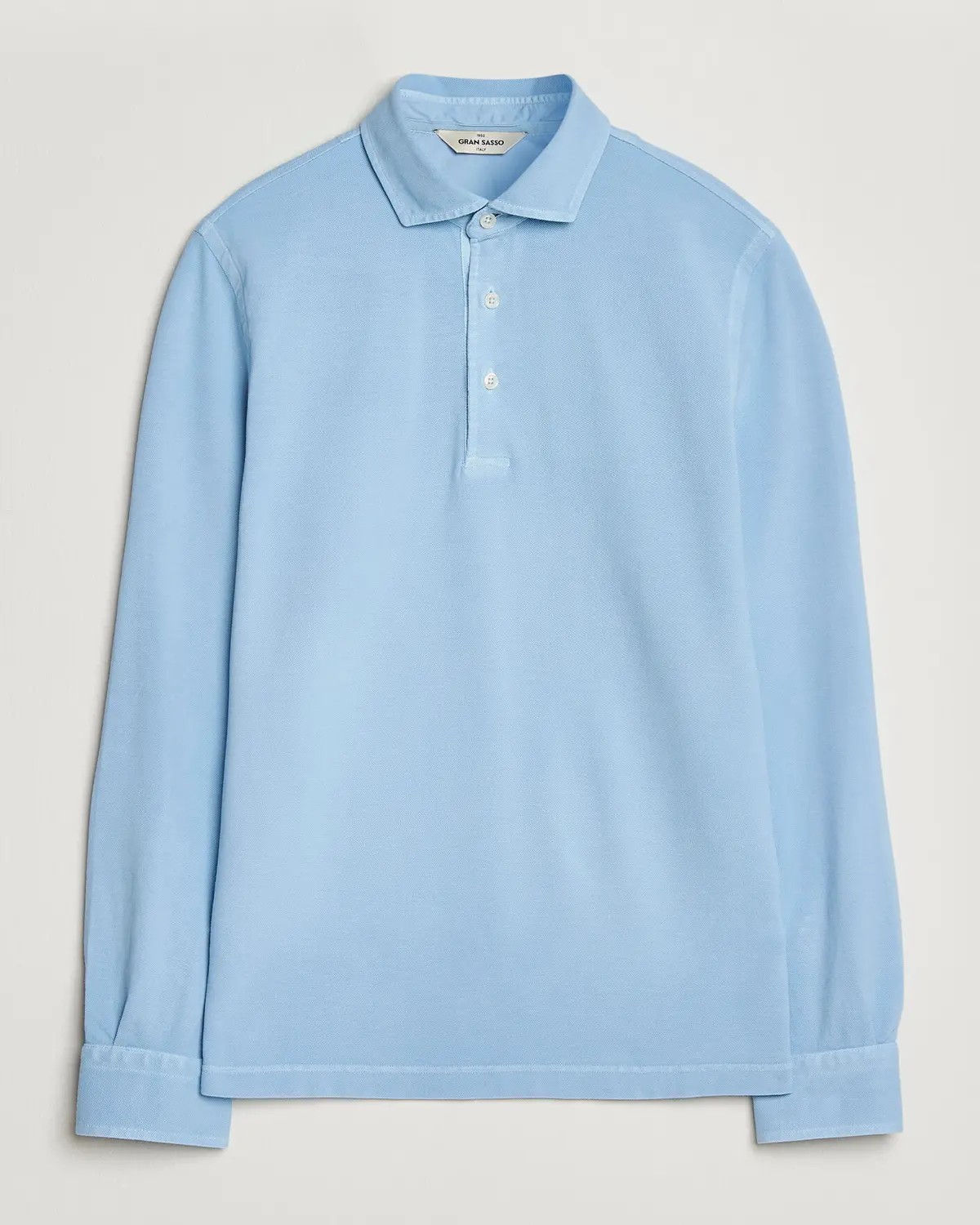 Gran Sasso Washed Long Sleeve Polo Light Blue