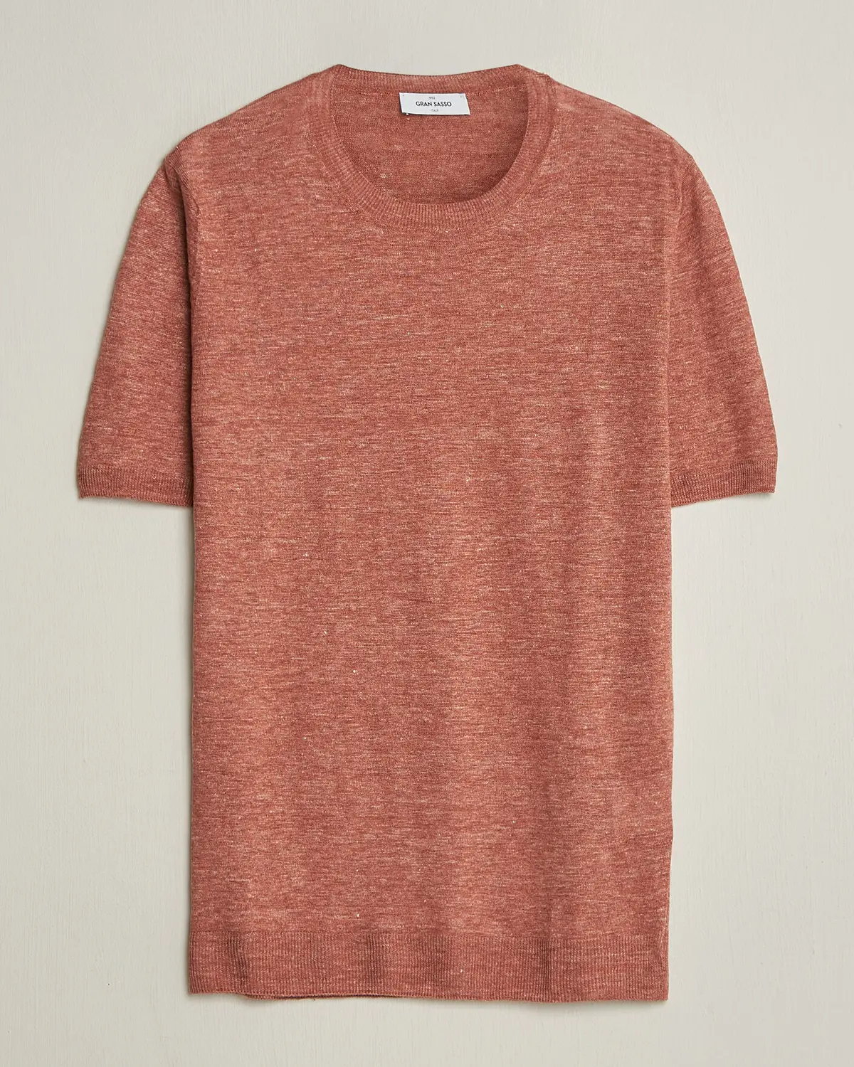 Gran Sasso Washed Knitted Linen T-Shirt Apricot Orange Melange