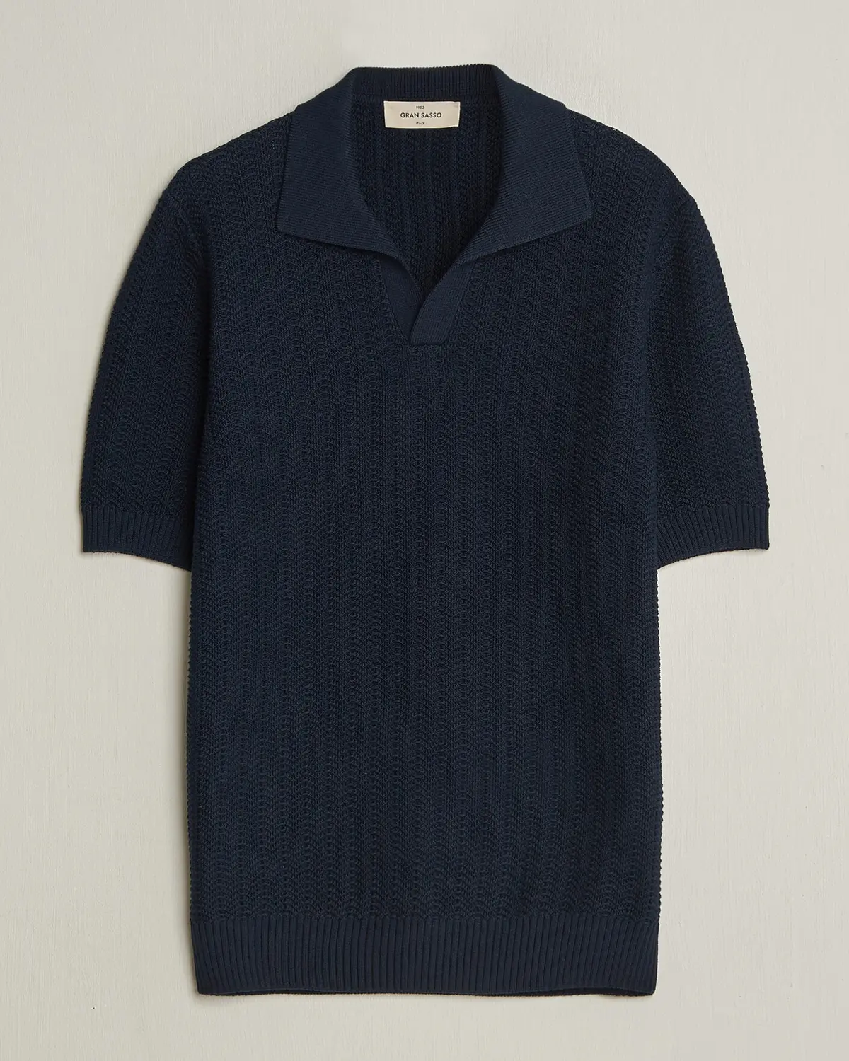 Gran Sasso Cotton Structured Knitted Polo Navy