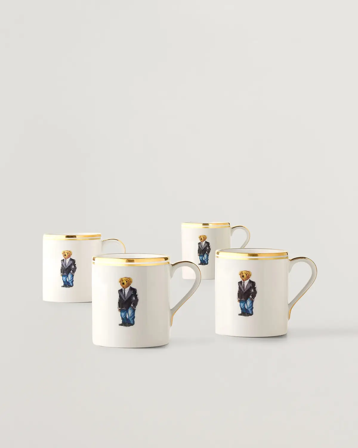 Ralph Lauren Home Wilshire Tuxedo Bear Mug Set White/Gold