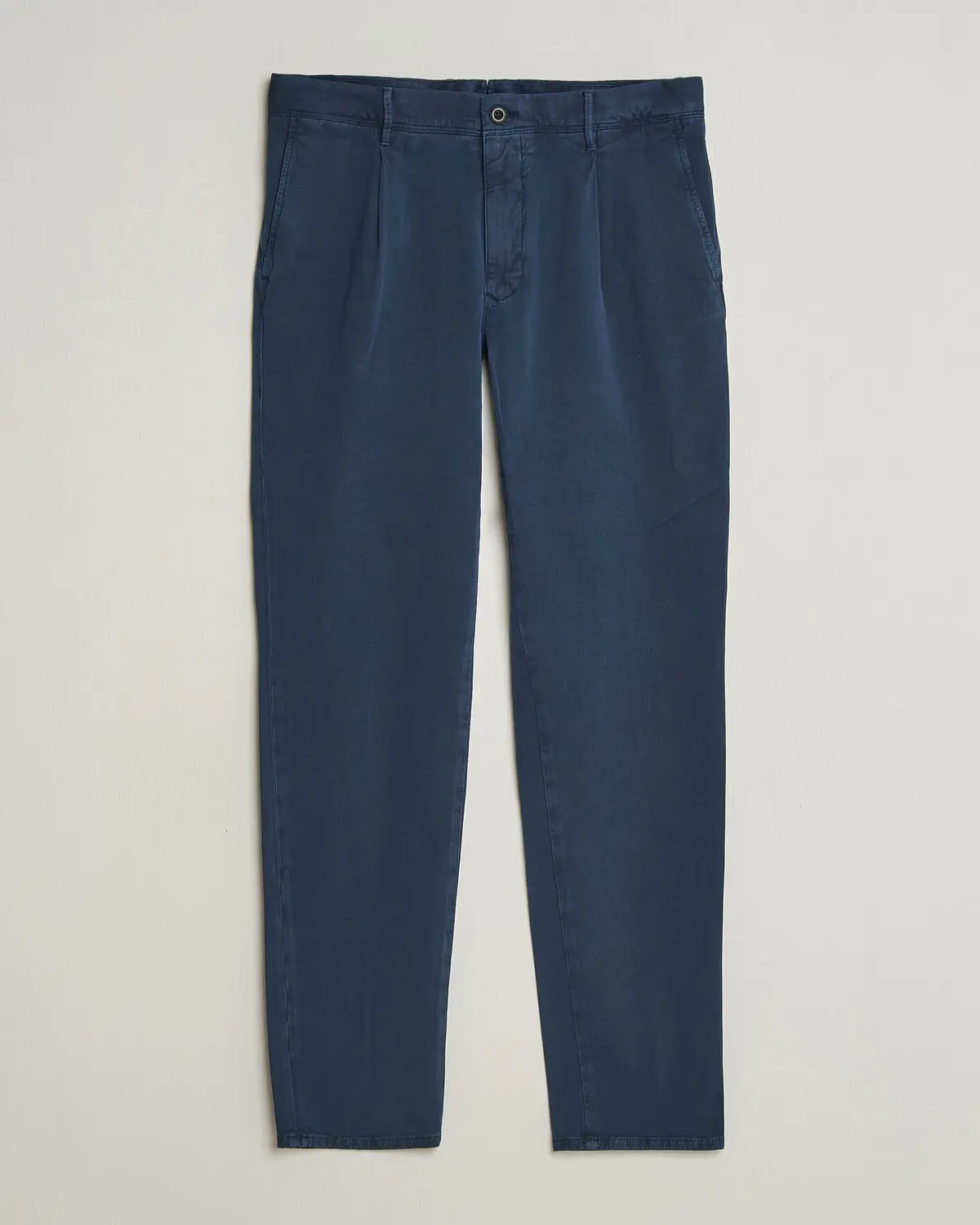 Incotex Tapered Fit Pleated Linen Slacks Navy