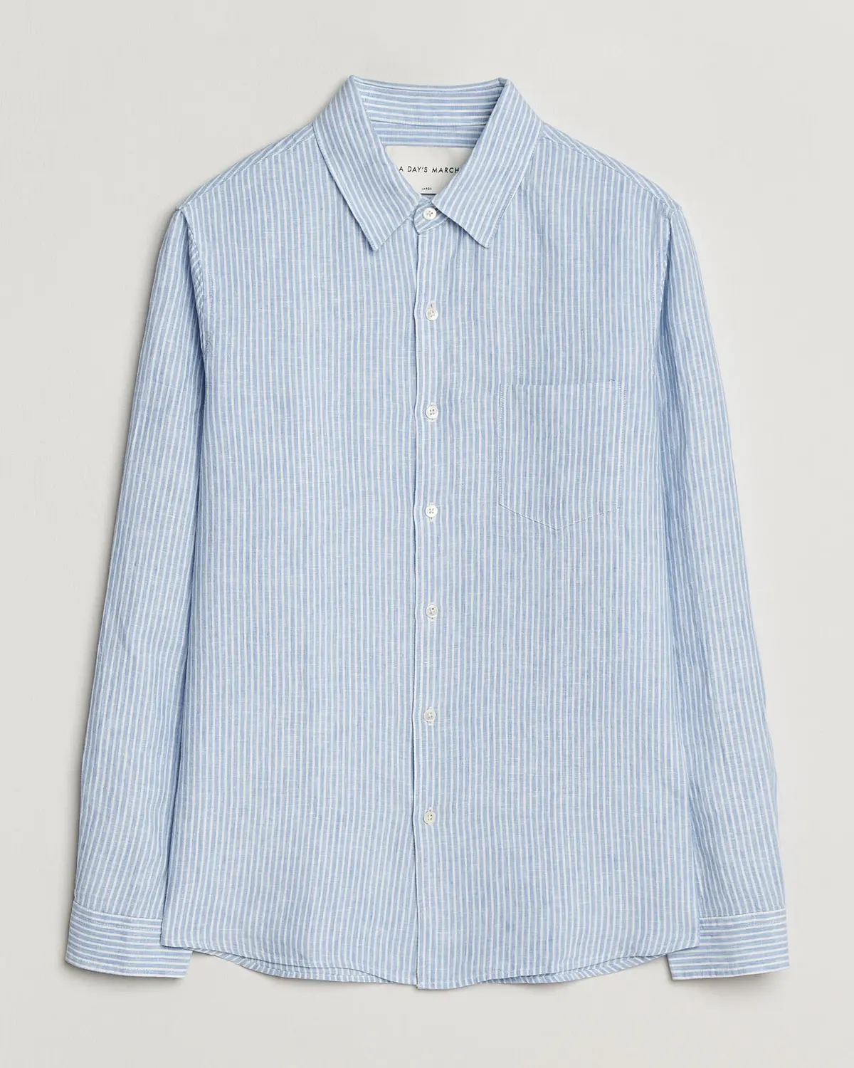 A Day's March Daintree Striped Linen Shirt Light Blue/White