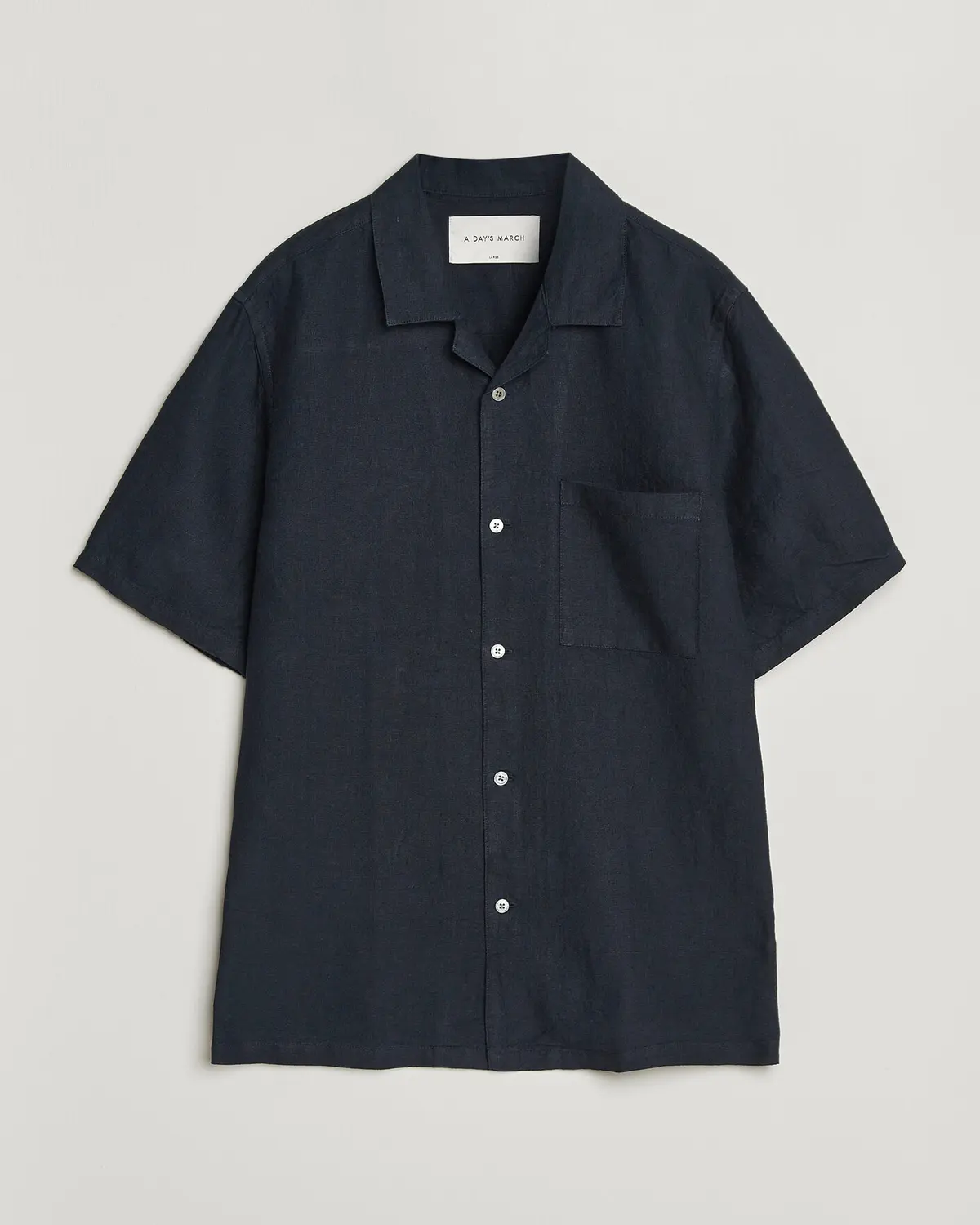 A Day's March Yamu Linen Short Sleeve Shirt Navy