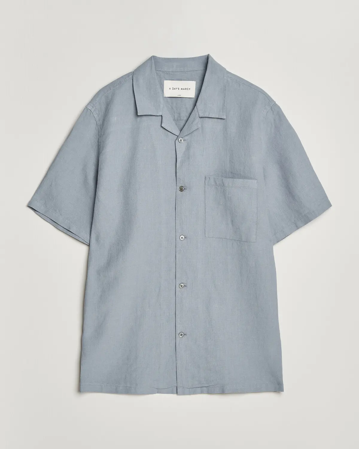 A Day's March Yamu Linen Short Sleeve Shirt Rock Blue