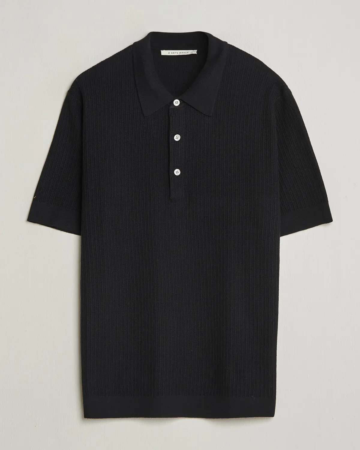 A Day's March Aspen Structured Knitted Polo Black