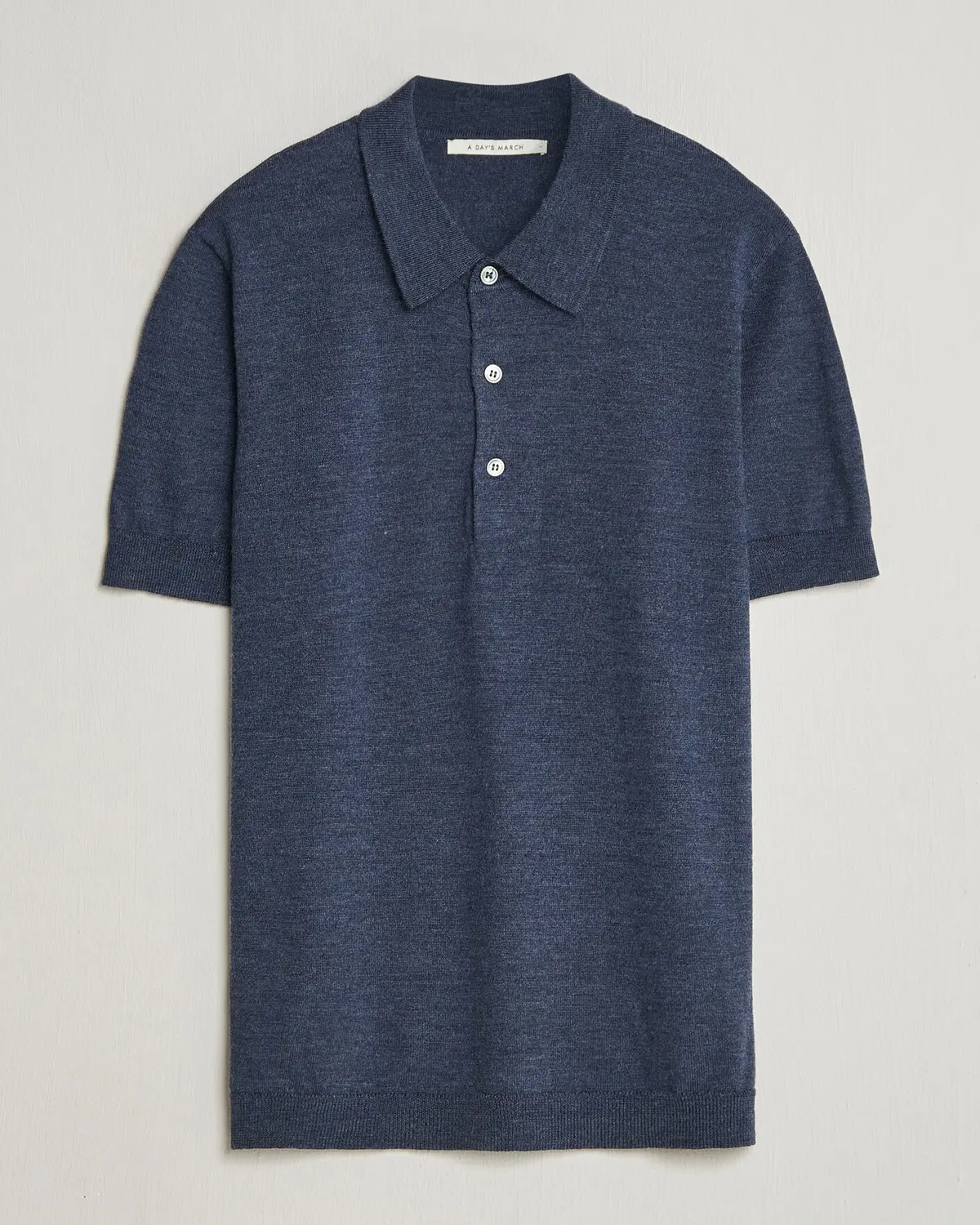 A Day's March Rosehall Knitted Polo Storm Blue