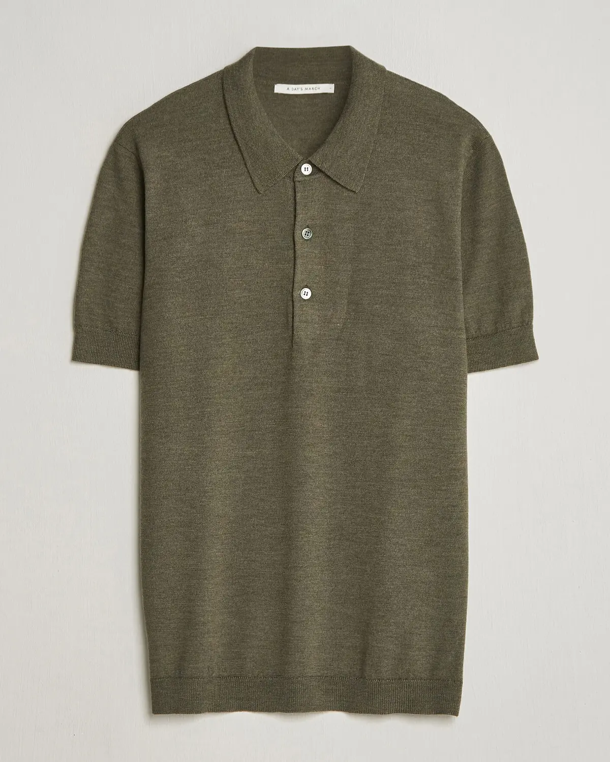 A Day's March Rosehall Knitted Polo Forrest Green