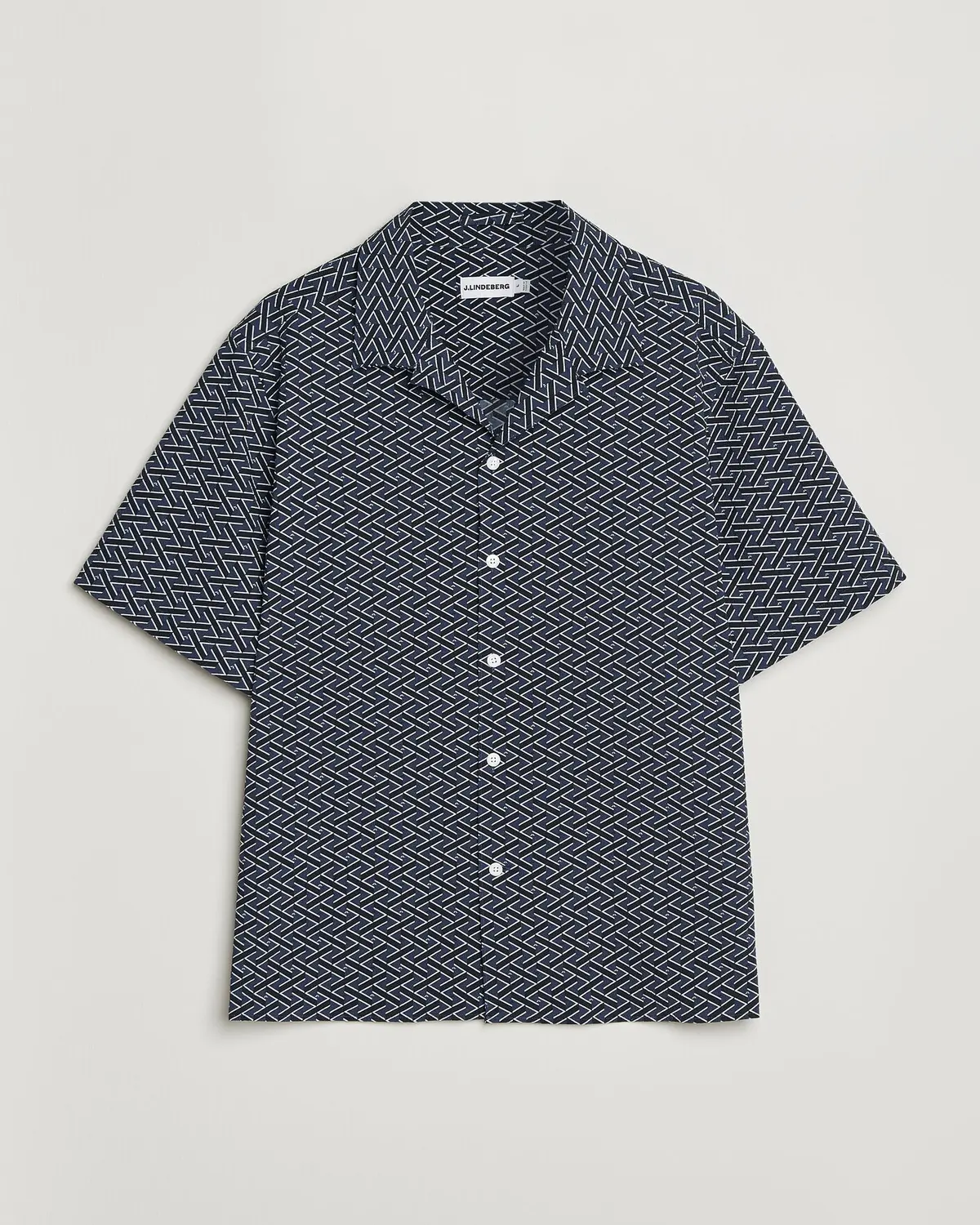 J.Lindeberg Donso Geo Printed Resort Shirt Estate Navy