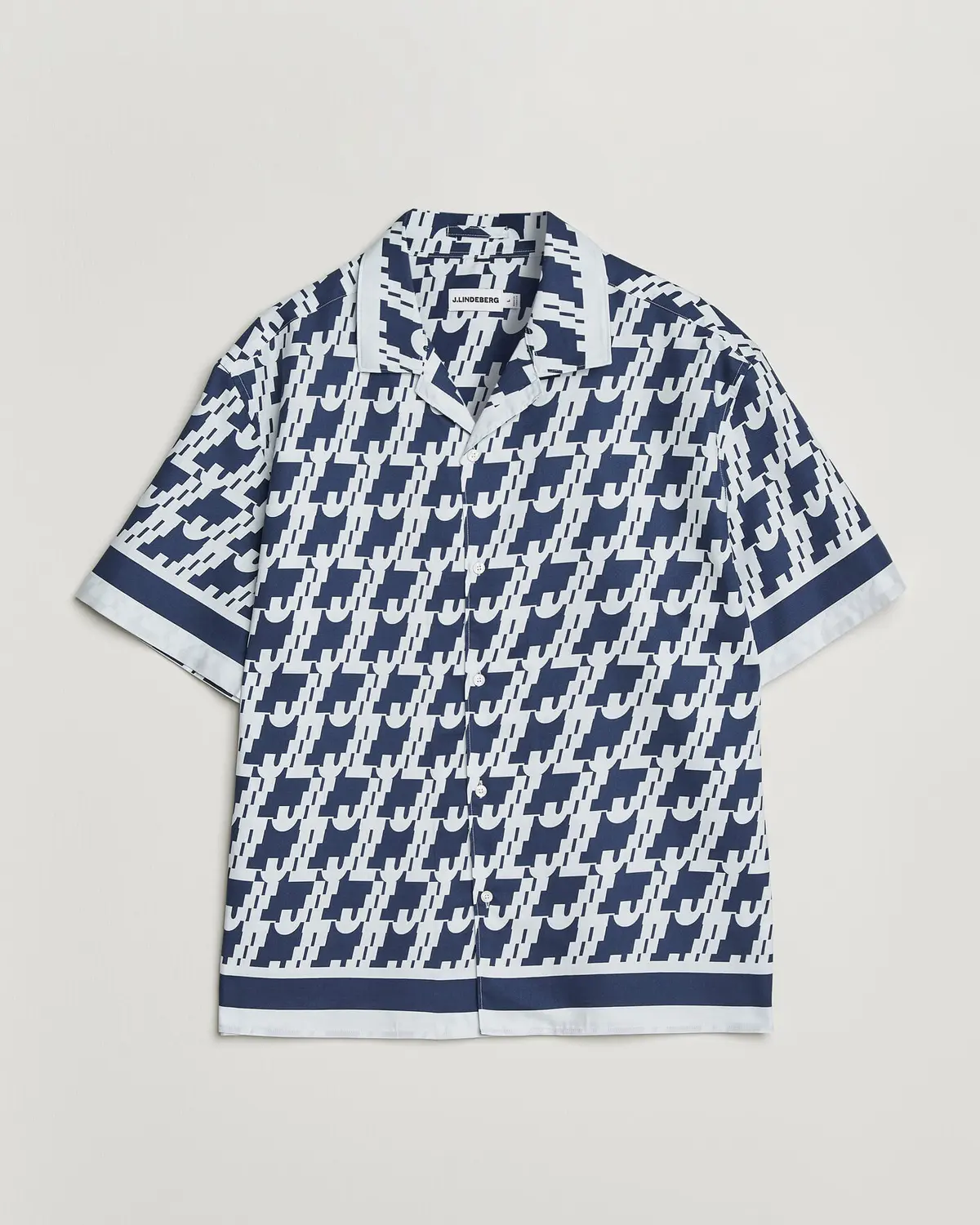 J.Lindeberg Ellis Border Printed Resort Shirt Estate Blue