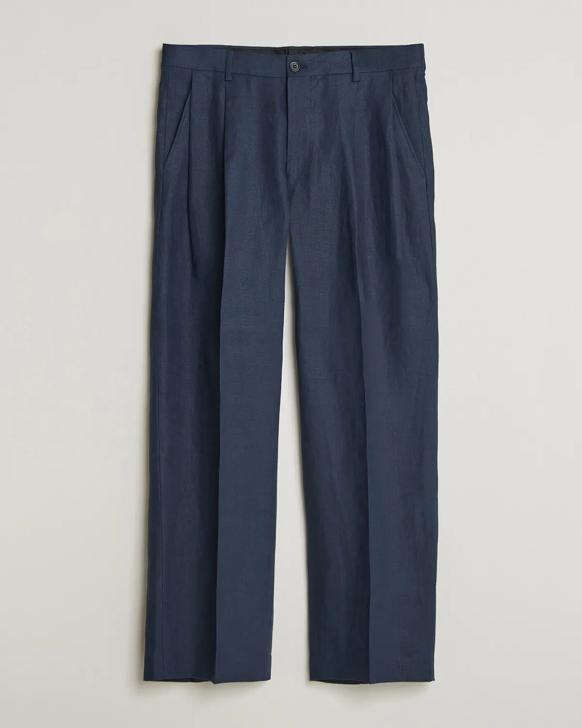 NN07 Justin Linen Double Pleated Trousers Navy Blue