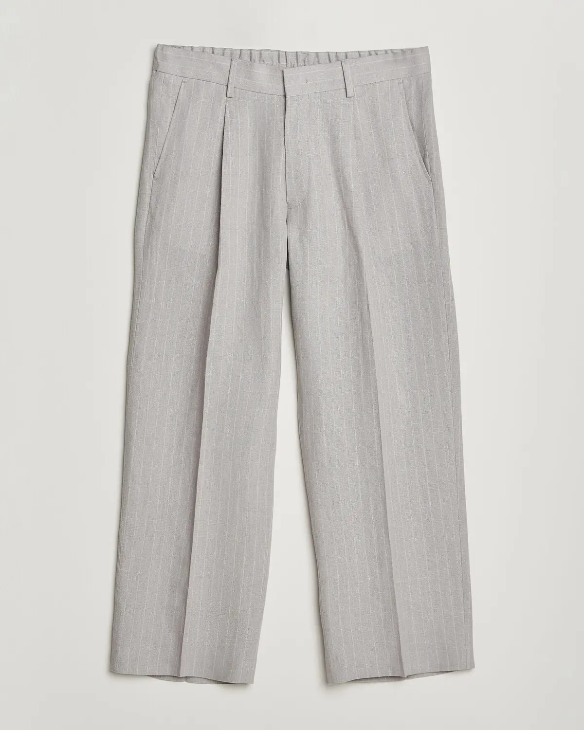 NN07 Kay Pinstriped Pleated Linen Trousers Grey