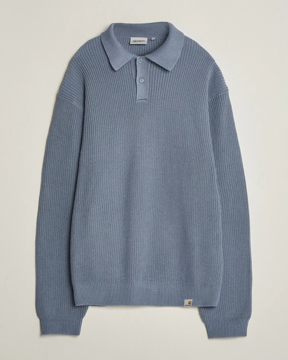 Carhartt WIP Miles Knitted Cotton Polo Shad Blue