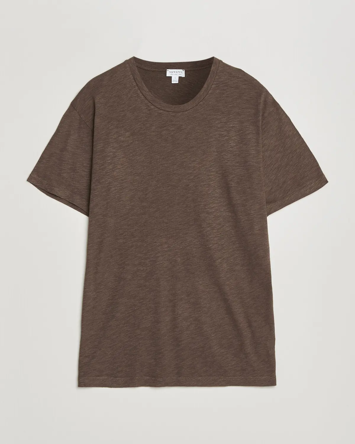 Sunspel Pima Cotton/Linen T-Shirt Dark Walnut