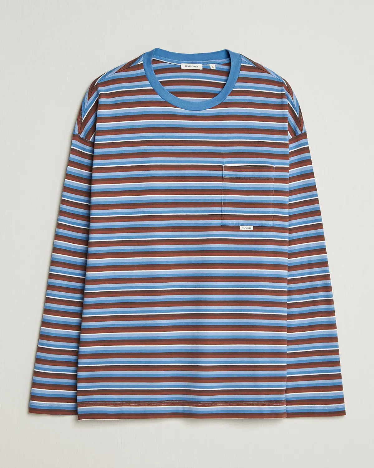 Sunflower Long Sleeve Pocket Tee Blue Stripe