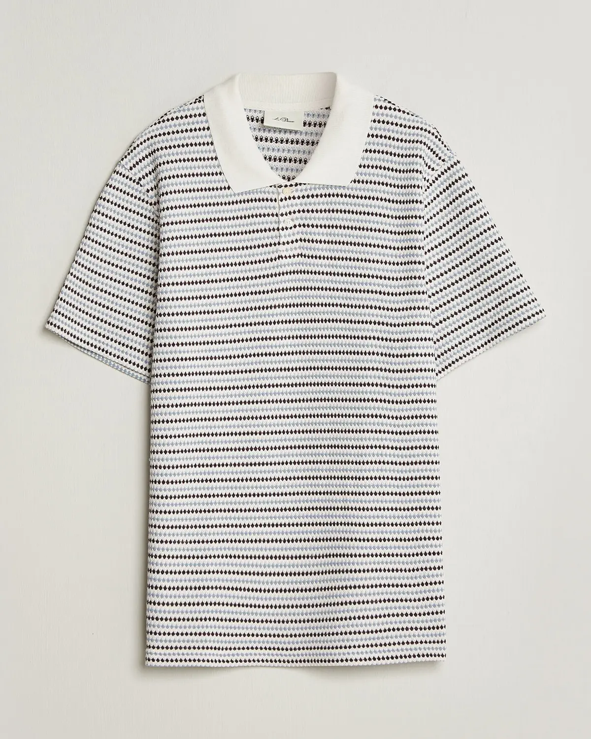 Les Deux Knitted Stripe Polo Eggnog White