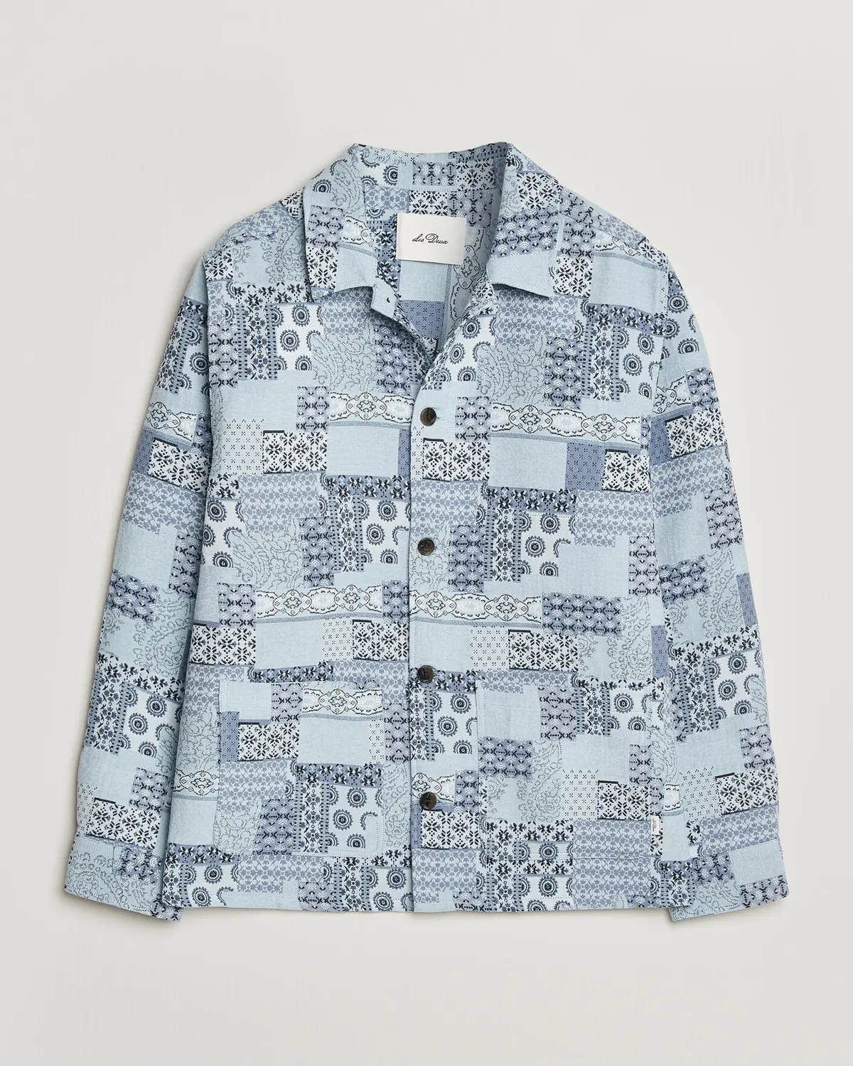 Les Deux Patchwork Jacquard Overshirt Skyway Blue